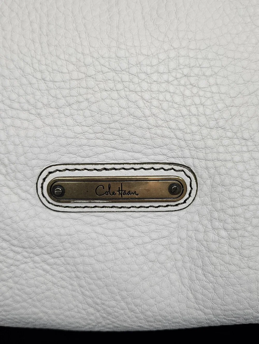 Cole Haan White Pebbled Leather Slouchy Satchel